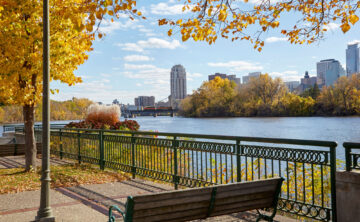 Along the river in Minneapolis during the fall