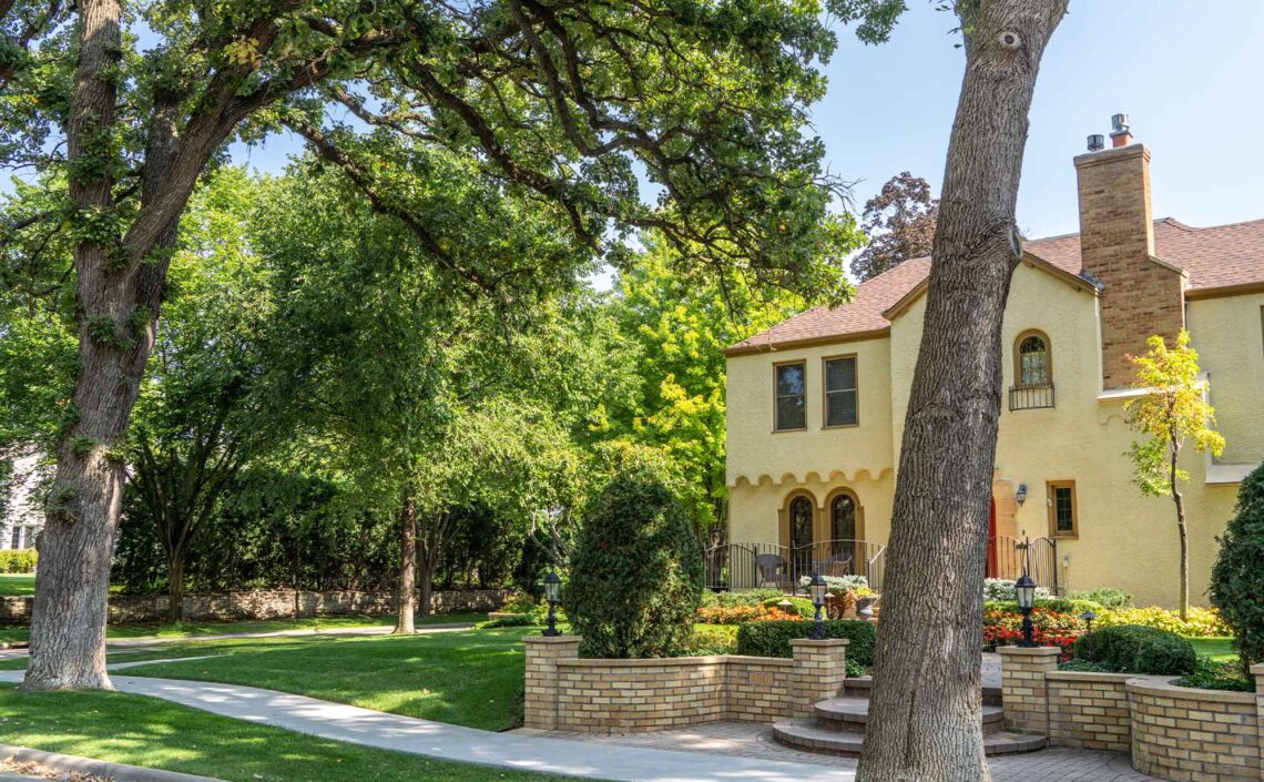 A house in Minneapolis with oak trees
